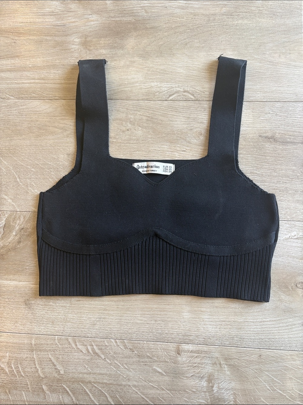 Stradivarius Black Ribbed Bustier Bralette Size XS